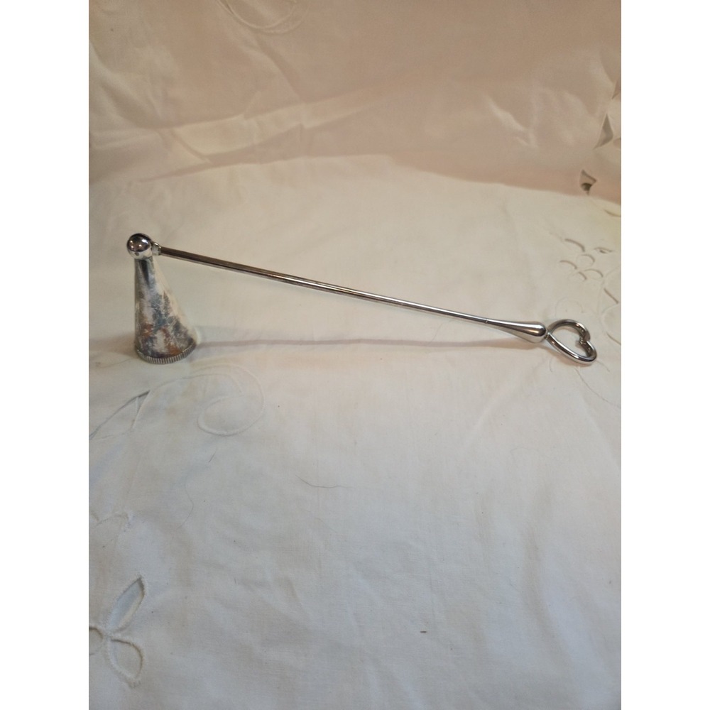 Vintage Silver Toned Candle Snuffer With Heart Accent